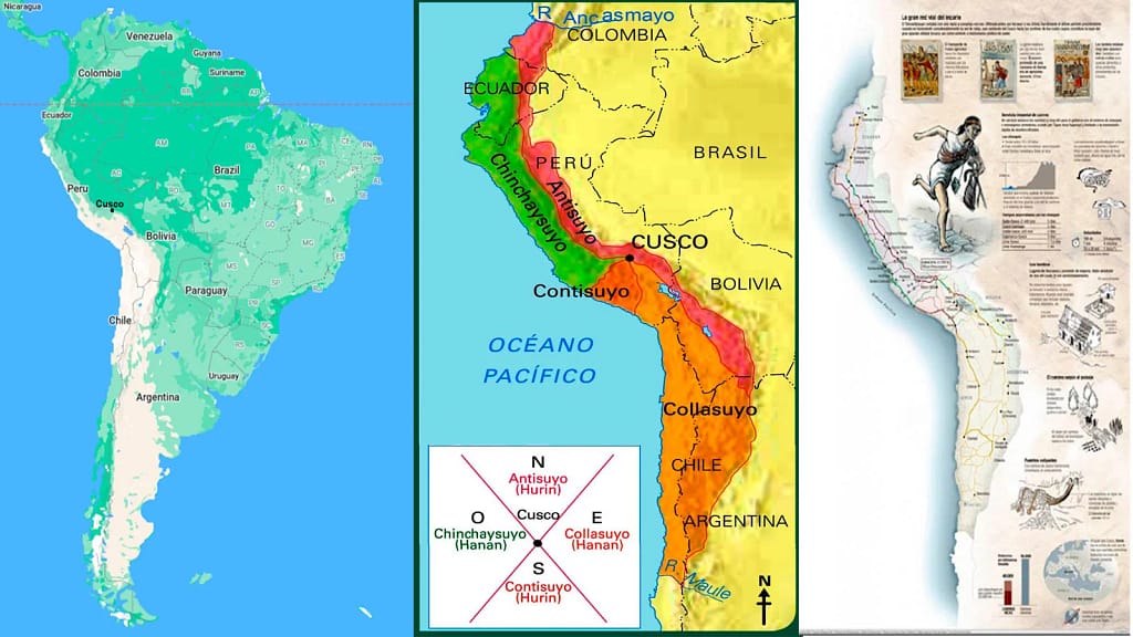 Map of Tahuantinsuyo and its four suyas