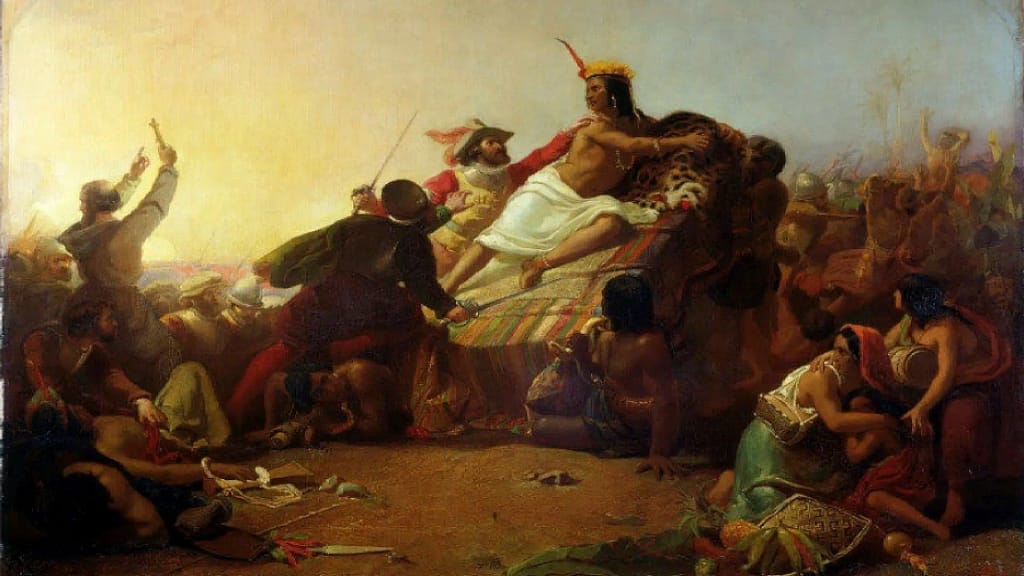painting about the capture of Atahualpa.