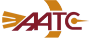 Logo de AATC con letras grandes y una lÃnea roja diagonal